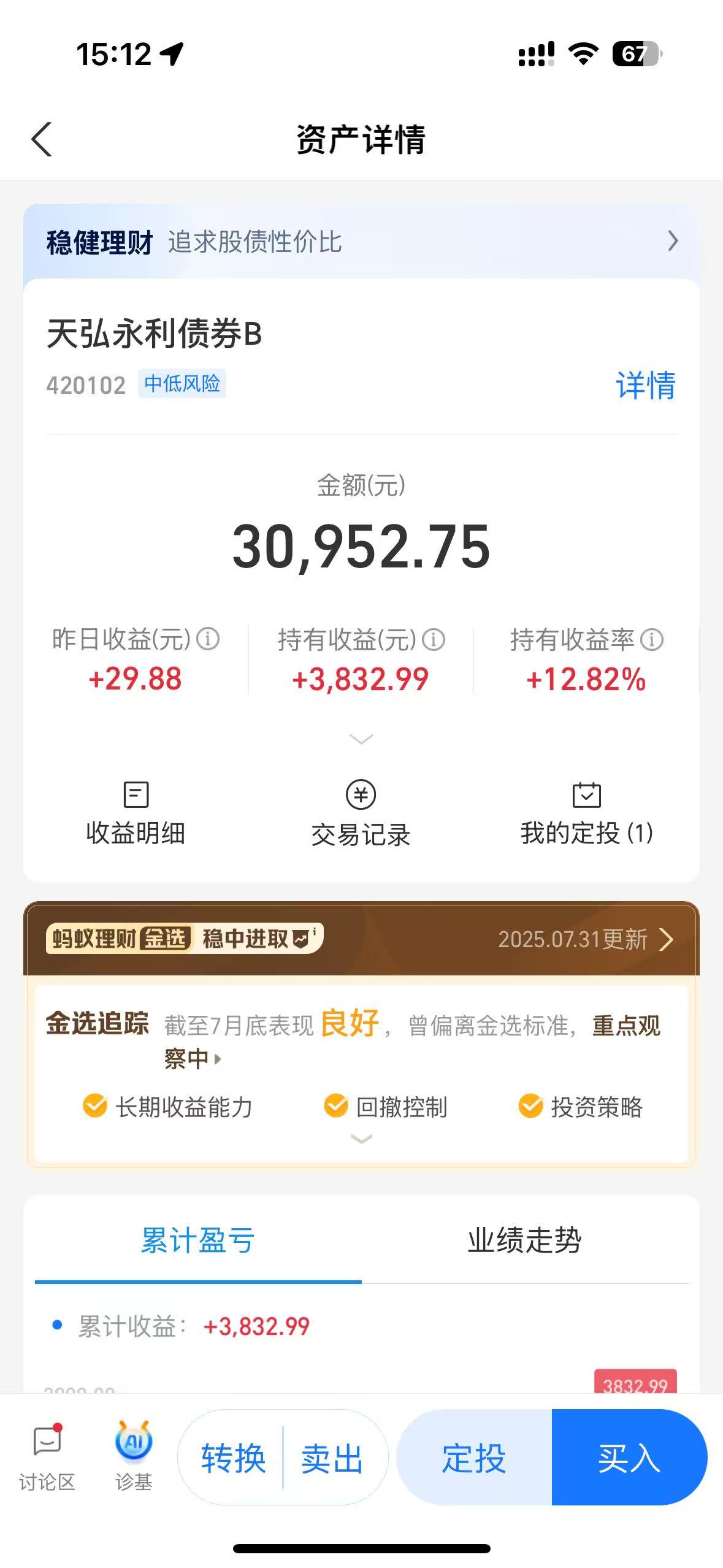 天弘永利债券近一年收益8.78%，历史持仓用户盈利比率达99%，成焦点！