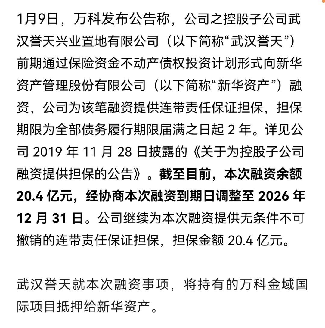 寻求20亿元债务展期 万科走到了“十字路口”