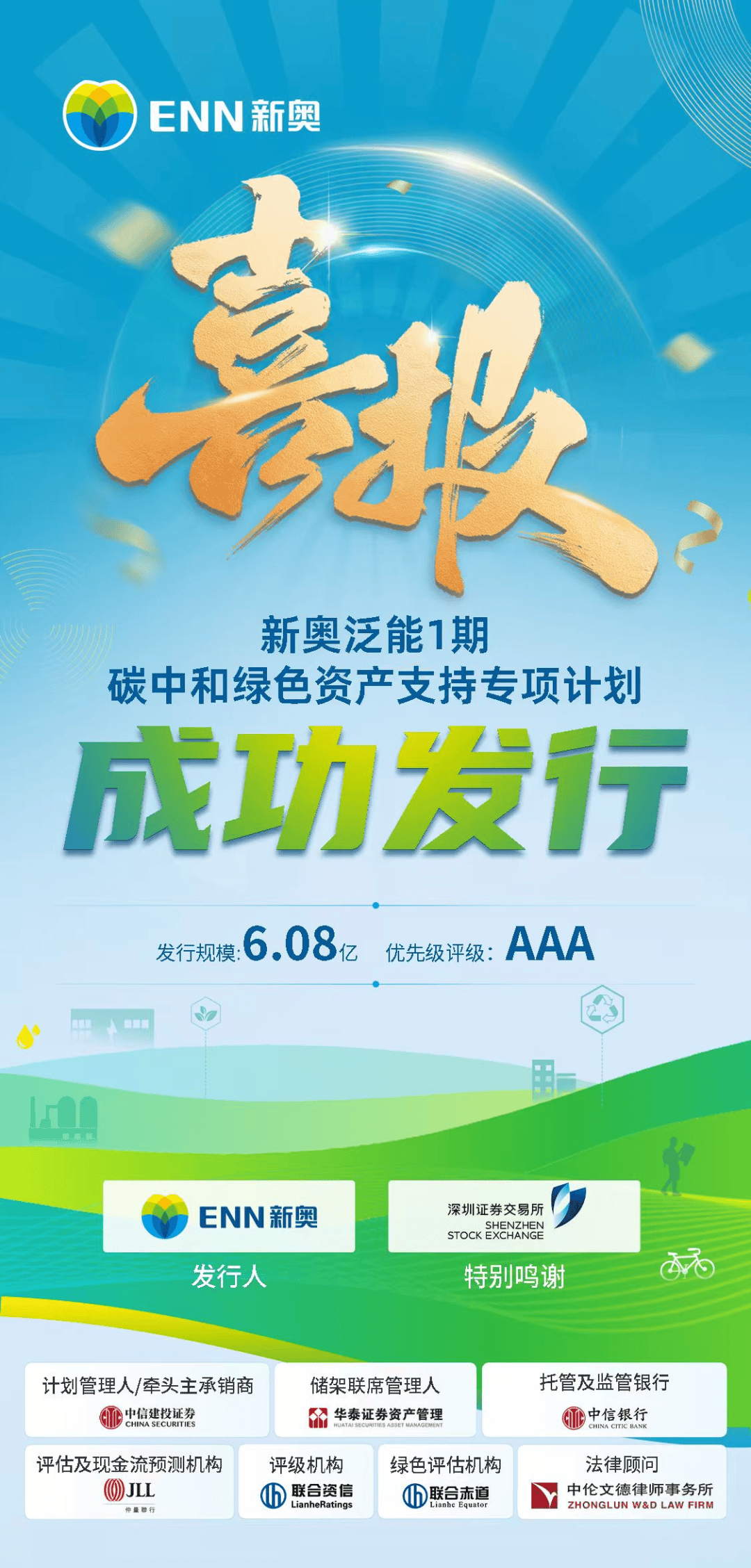 新奥能源成功发行首期6.08亿元碳中和绿色资产支持专项计划